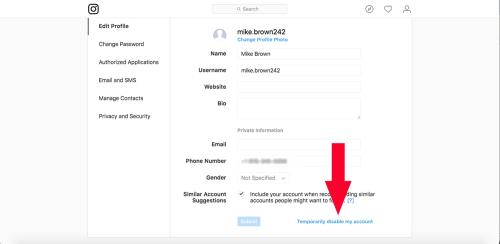 حذف موقت اکانت (Deactivation)